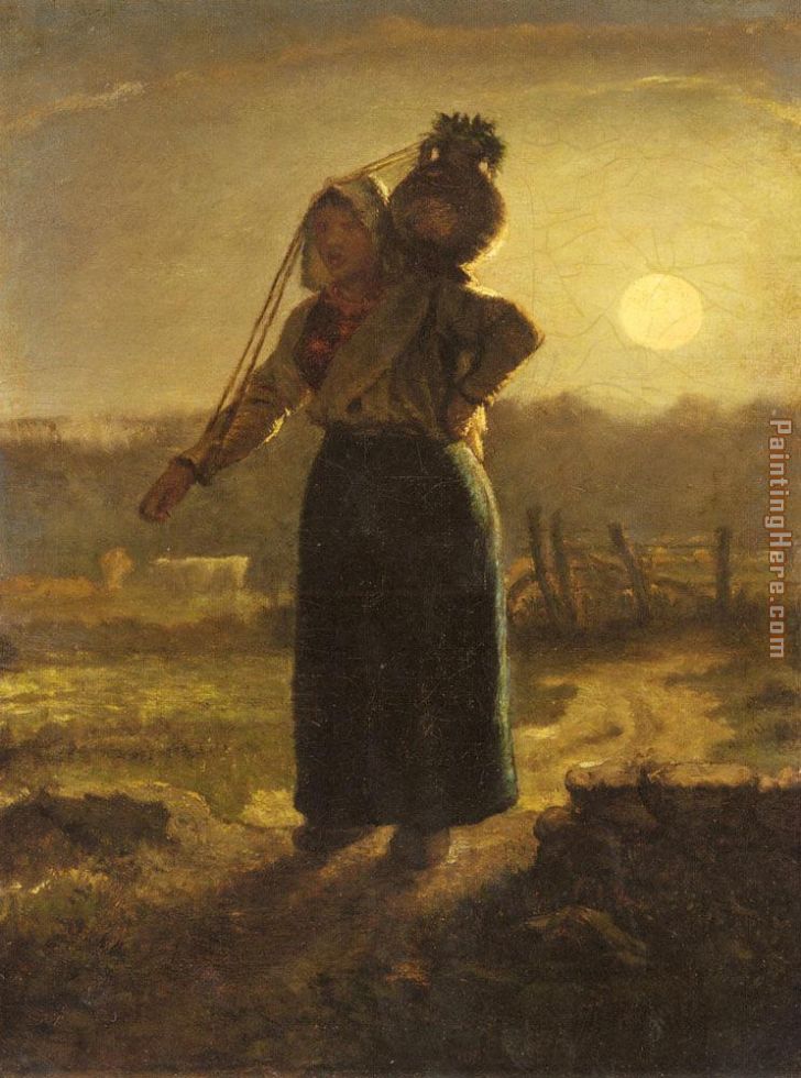 Norman Milkmaid painting - Jean Francois Millet Norman Milkmaid art painting